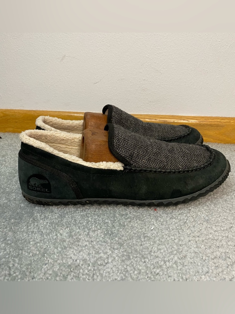 Sorel Mens Dude Moc Slippers Black Grey Size 11